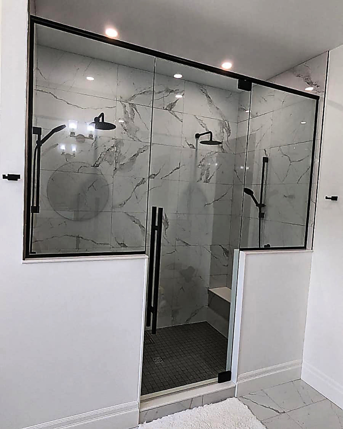 Luxury Marble Shower Black Frame